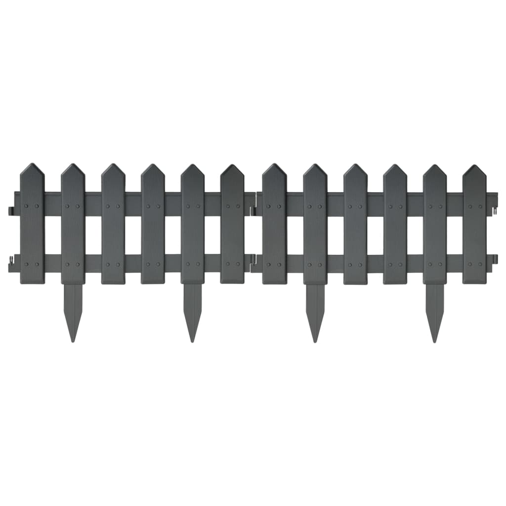 Lawn Edgings 25 pcs Anthracite 10 m PP
