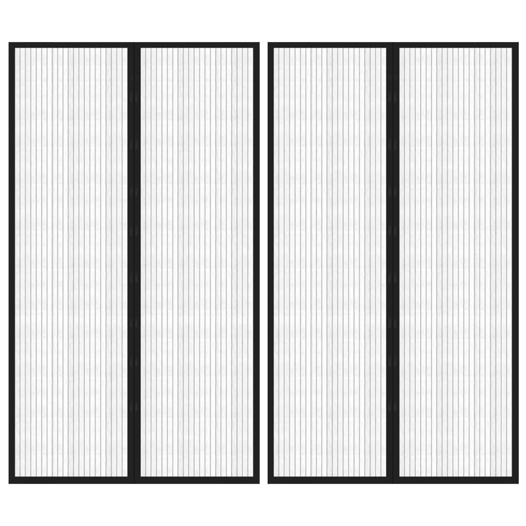 Insect Door Curtains 2 pcs with Magnet Blocks Black 200x80 cm