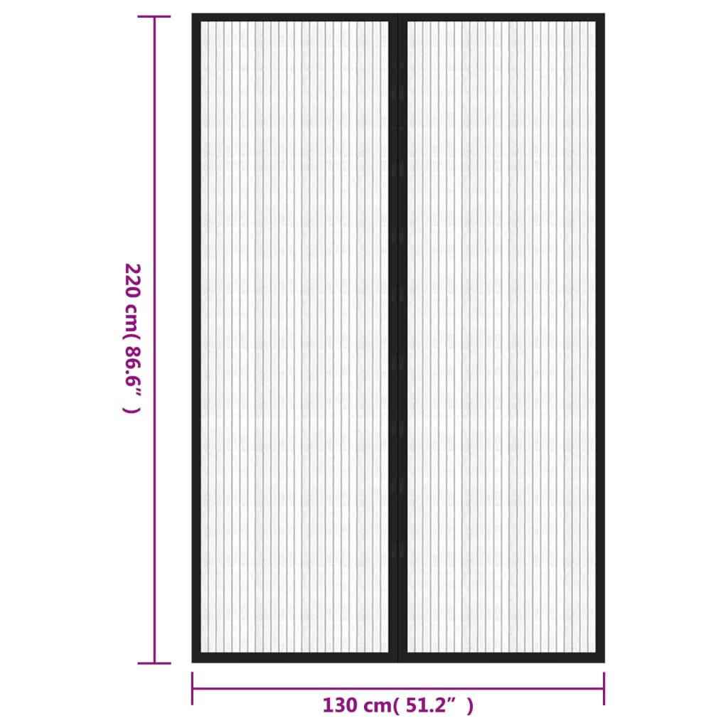 Insect Door Curtains 2 pcs with Magnet Blocks Black 220x130 cm
