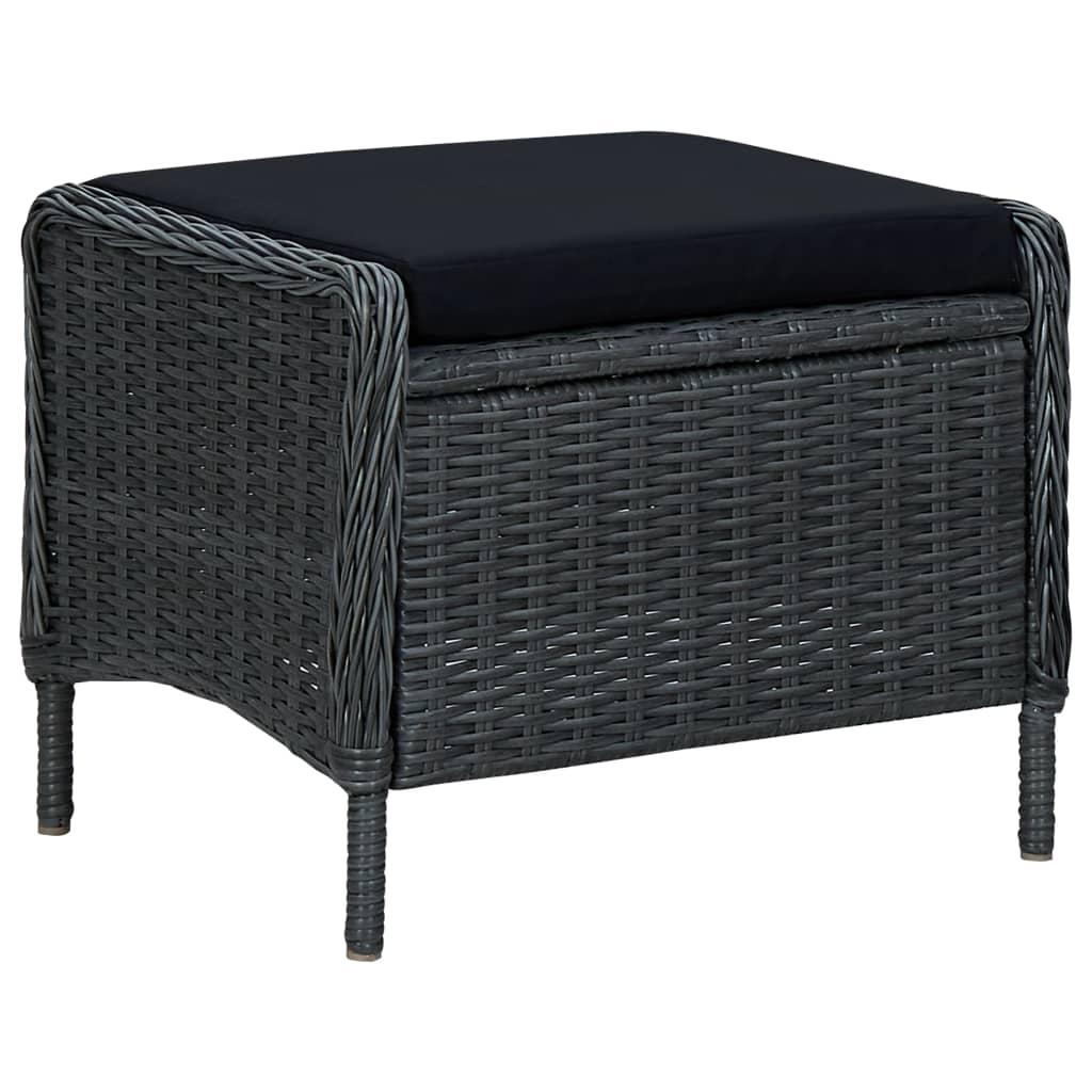 Reclining Garden Chair with Footstool Poly Rattan Dark Grey