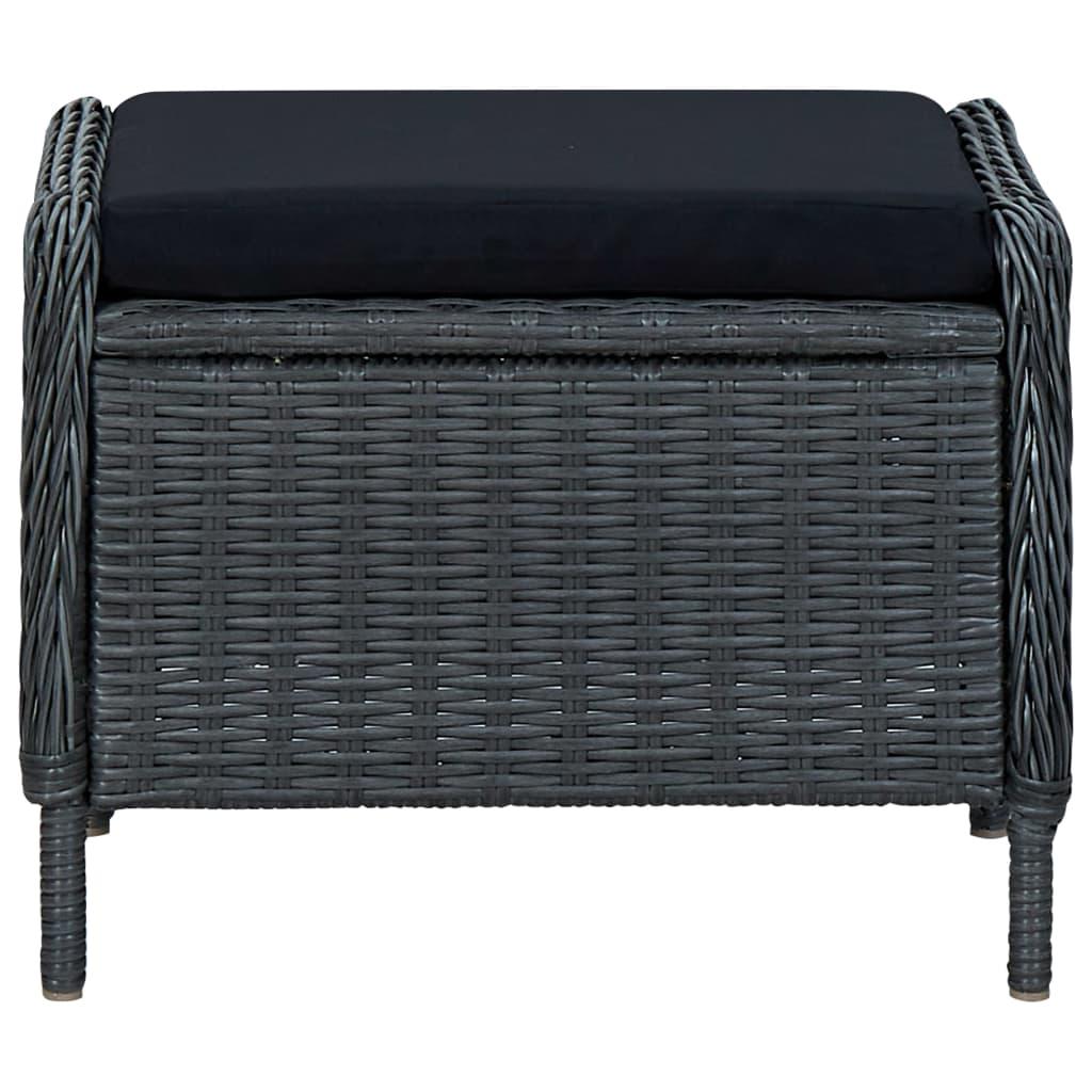 Reclining Garden Chair with Footstool Poly Rattan Dark Grey