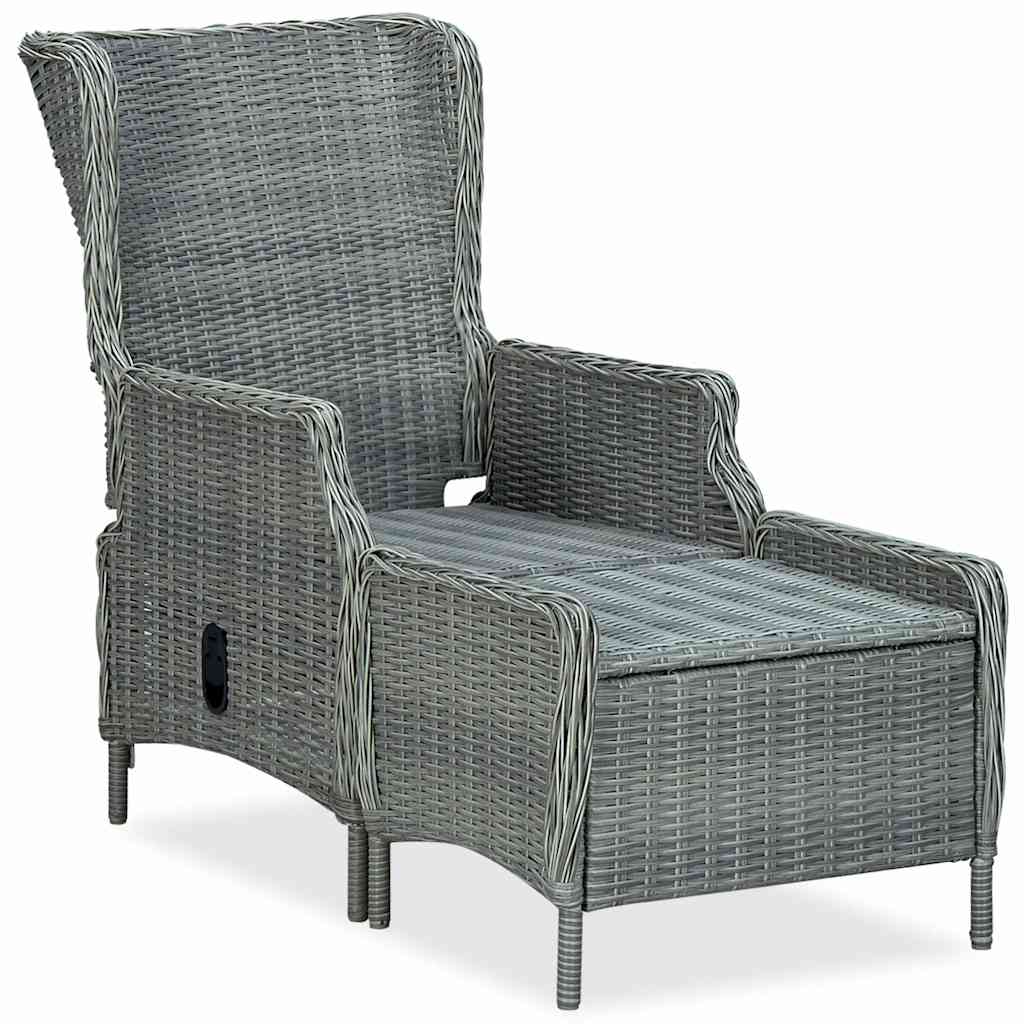 Reclining Garden Chair with Footstool Poly Rattan Light Grey