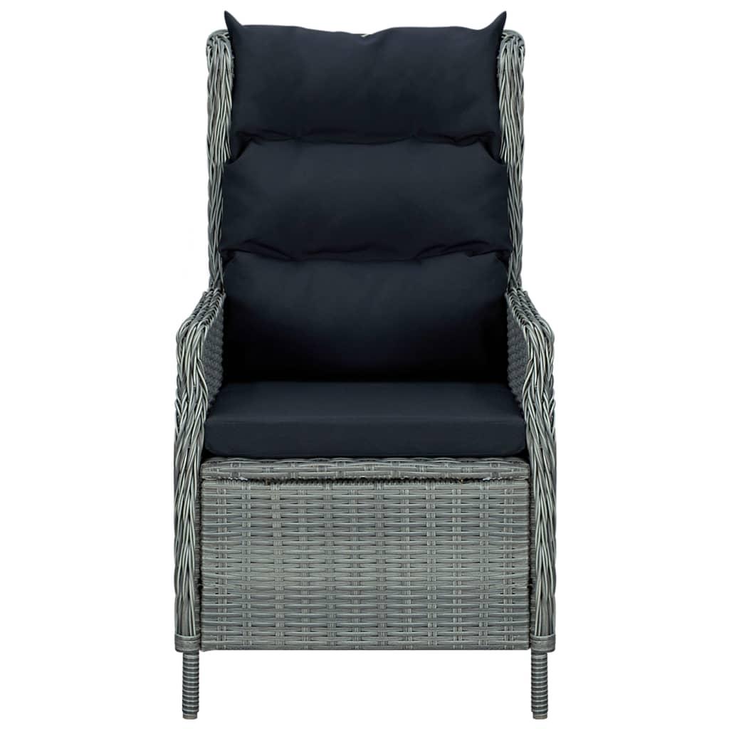 Reclining Garden Chair with Footstool Poly Rattan Light Grey