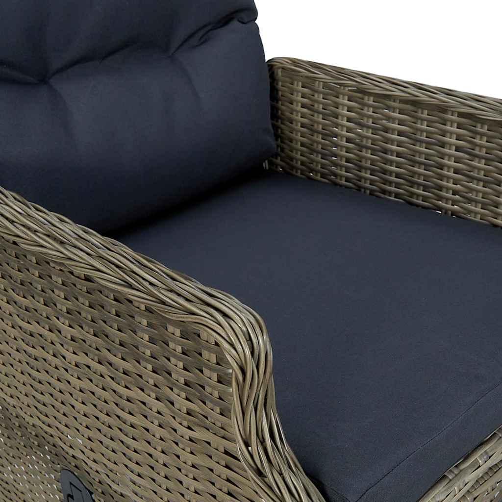 Reclining Garden Chair with Footstool Poly Rattan Brown