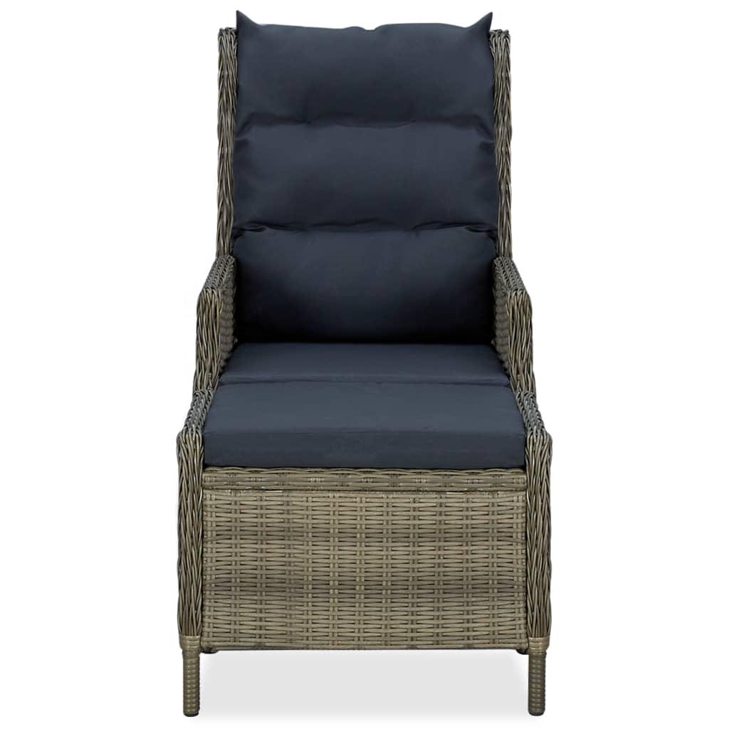 Reclining Garden Chair with Footstool Poly Rattan Brown