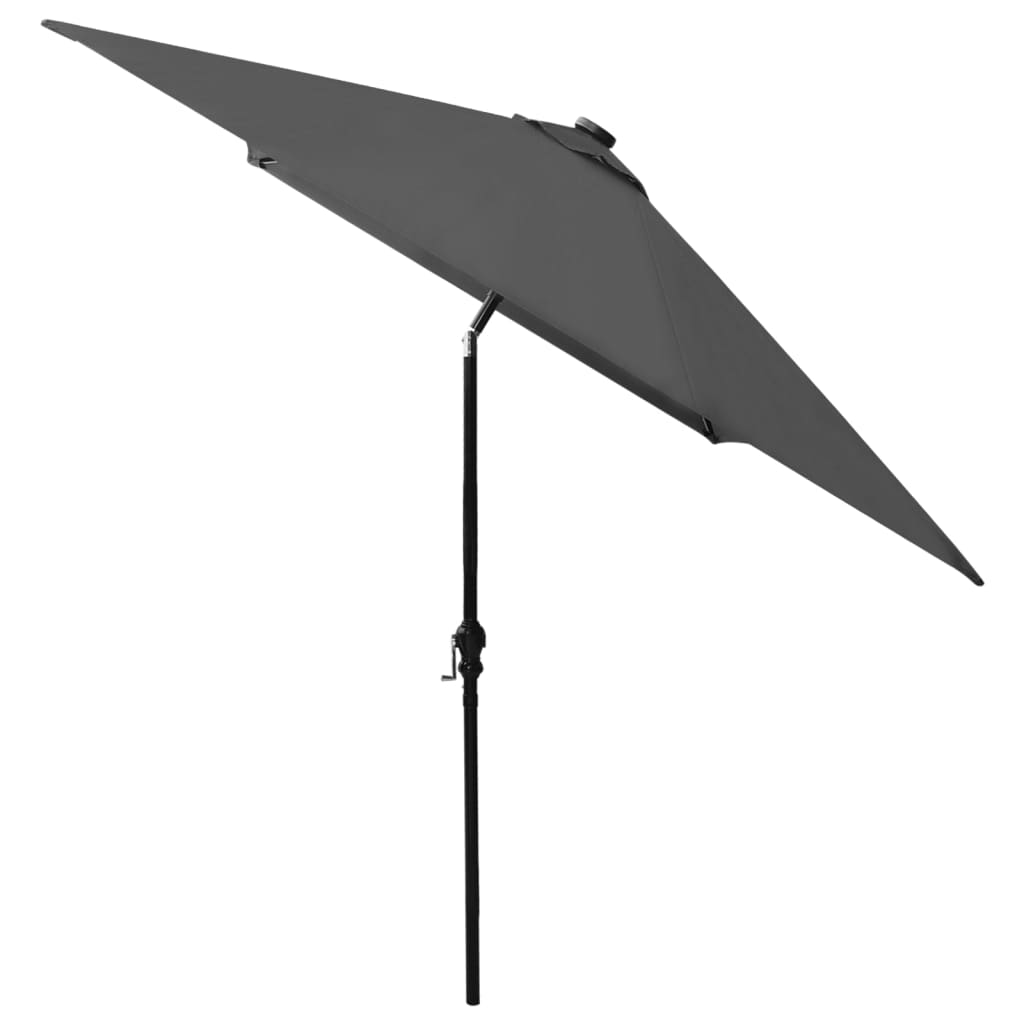 Garden Parasol with LEDs and Steel Pole Anthracite 2x3 m