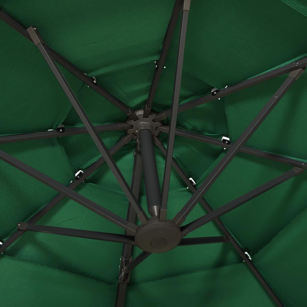 4-Tier Garden Parasol with Aluminium Pole Green 3x3 m