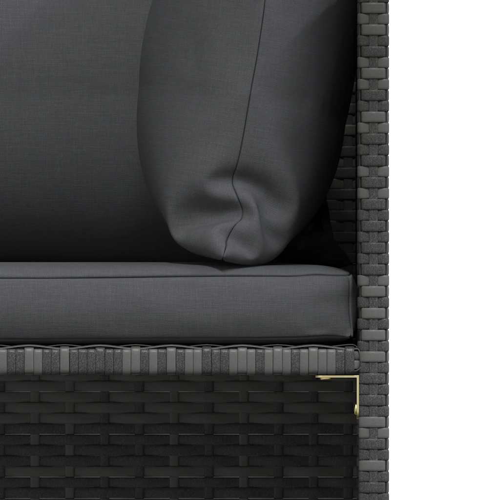 Sectional Corner Sofa with Cushions Grey Poly Rattan