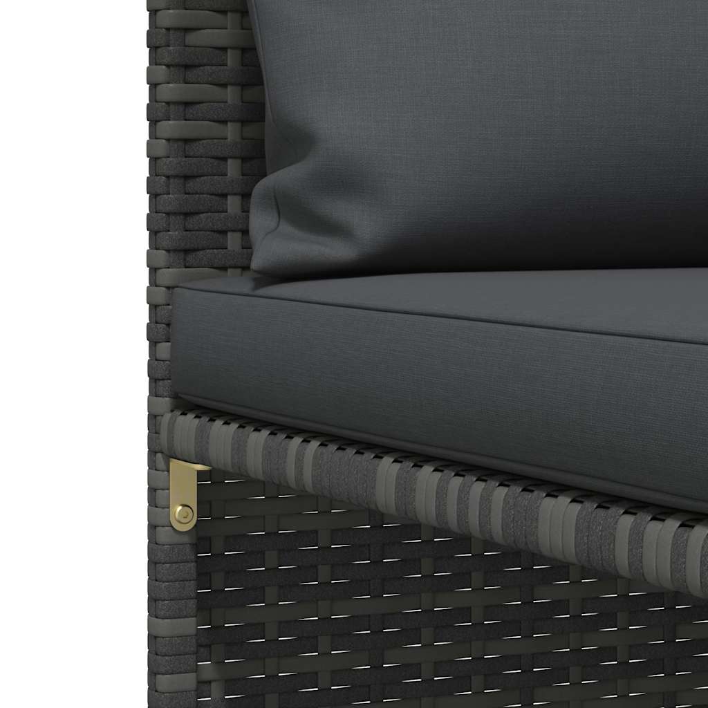 Sectional Middle Sofa with Cushions Grey Poly Rattan