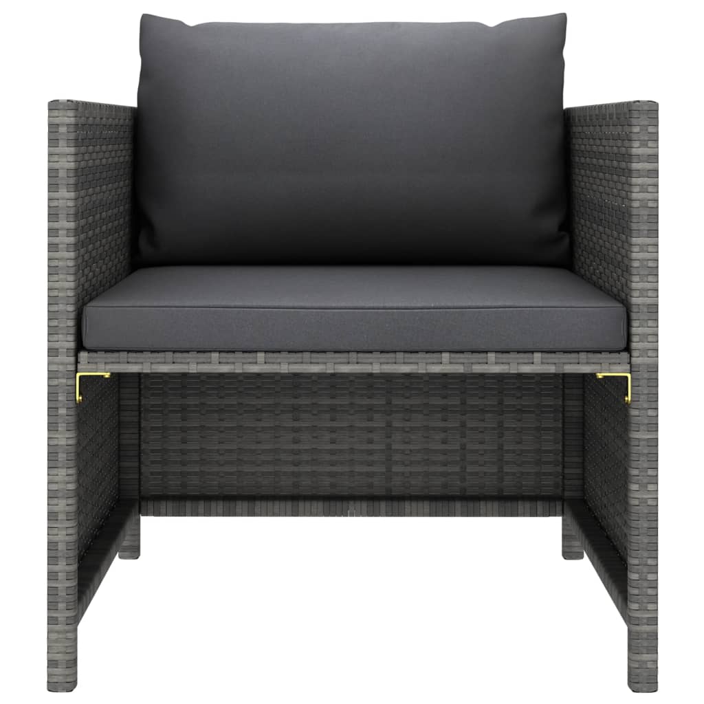 Garden Sofa with Cushions Grey Poly Rattan