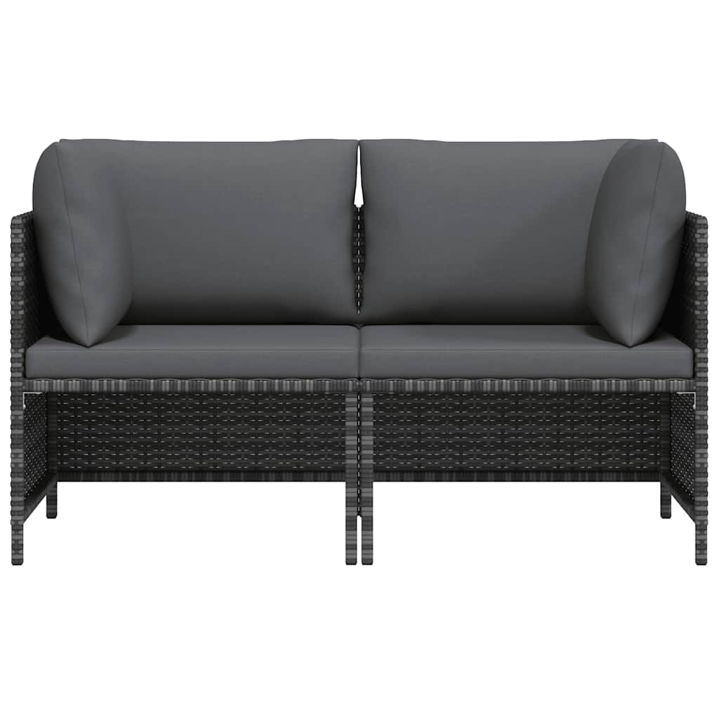 2-Seater Garden Sofa with Cushions Grey Poly Rattan