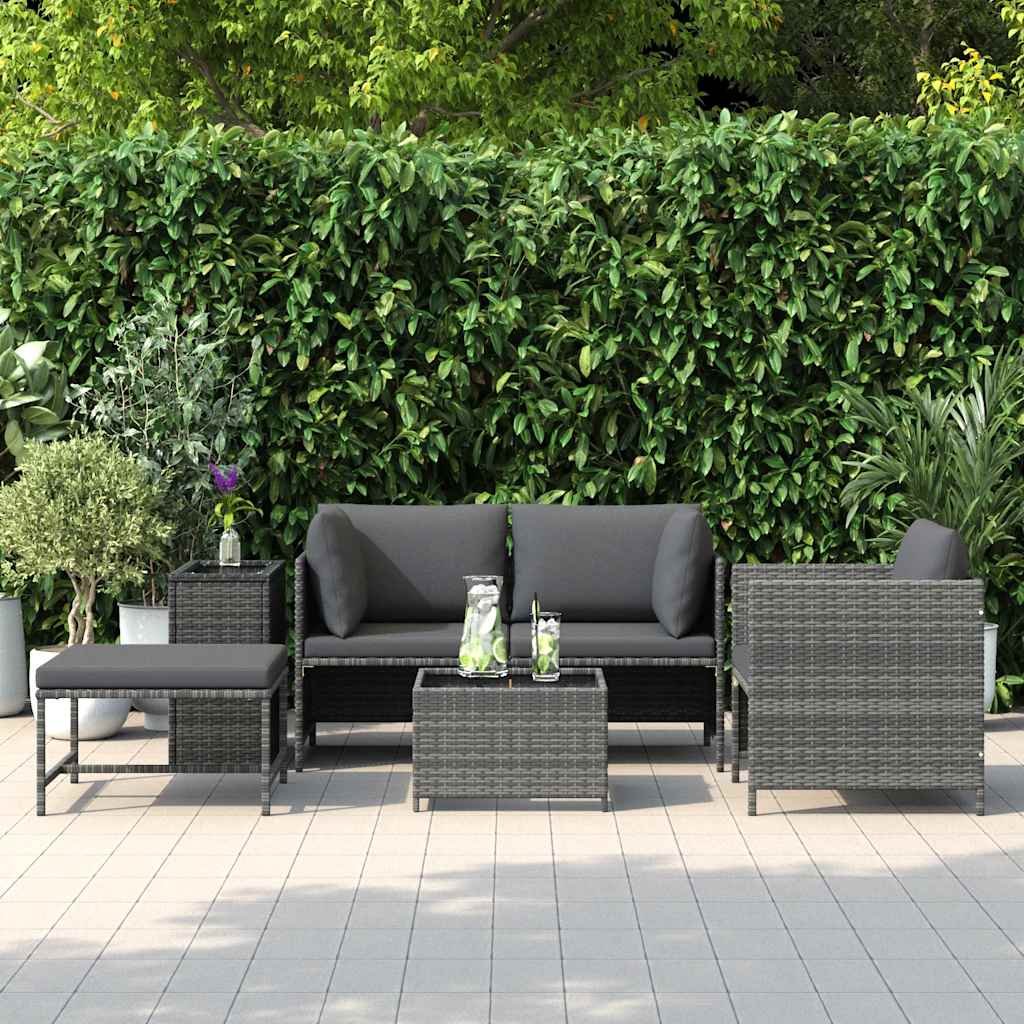 4 Piece Garden Sofa Set with Cushions Poly Rattan Grey