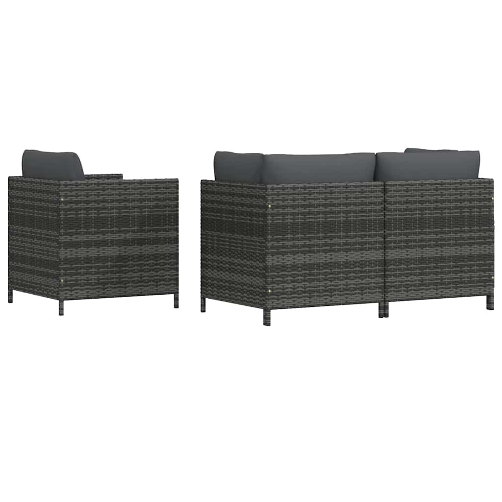 4 Piece Garden Sofa Set with Cushions Poly Rattan Grey
