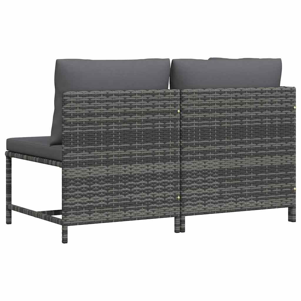 2 Piece Garden Sofa Set with Cushions Grey Poly Rattan