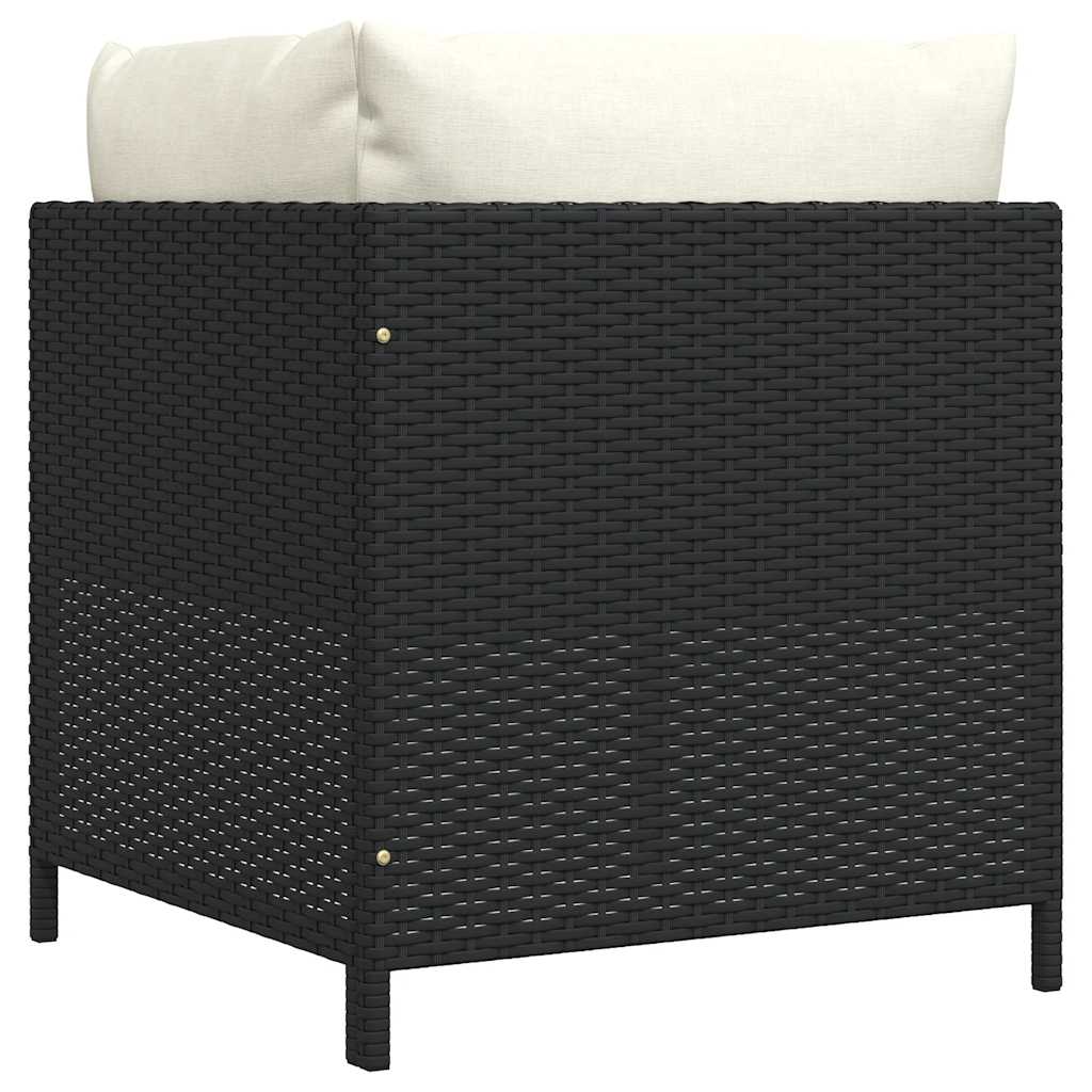 Sectional Corner Sofa with Cushions Black Poly Rattan