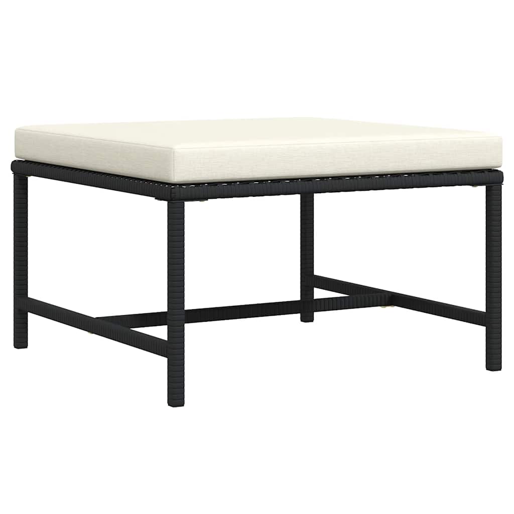 Sectional Footrest with Cushion Black Poly Rattan