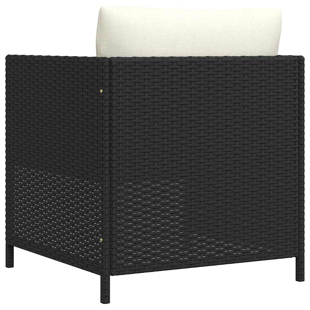 Garden Sofa with Cushions Black Poly Rattan