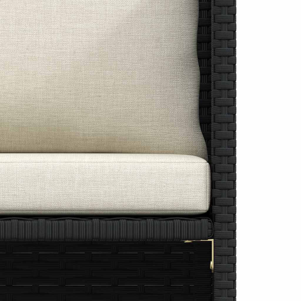 Garden Sofa with Cushions Black Poly Rattan