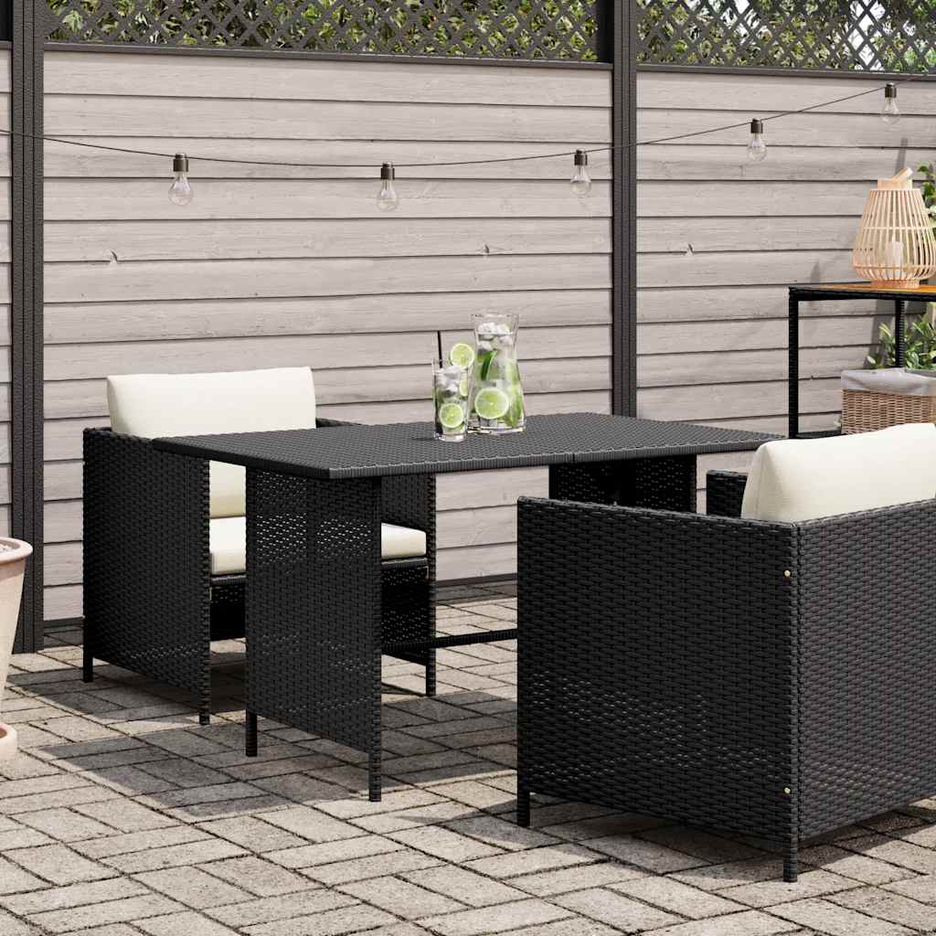 Garden Dining Table Black 110x70x65 cm Poly Rattan
