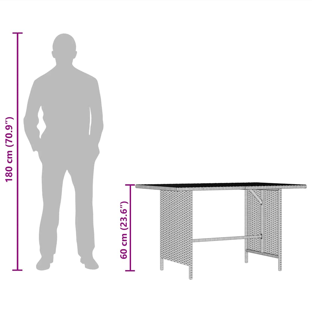 Garden Dining Table Black 110x70x65 cm Poly Rattan