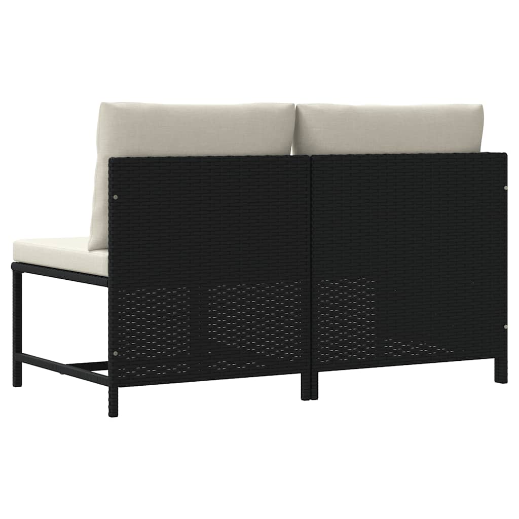 2 Piece Garden Sofa Set with Cushions Black Poly Rattan
