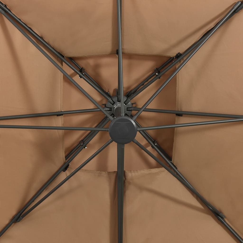 Cantilever Garden Parasol with Double Top 300x300 cm Taupe