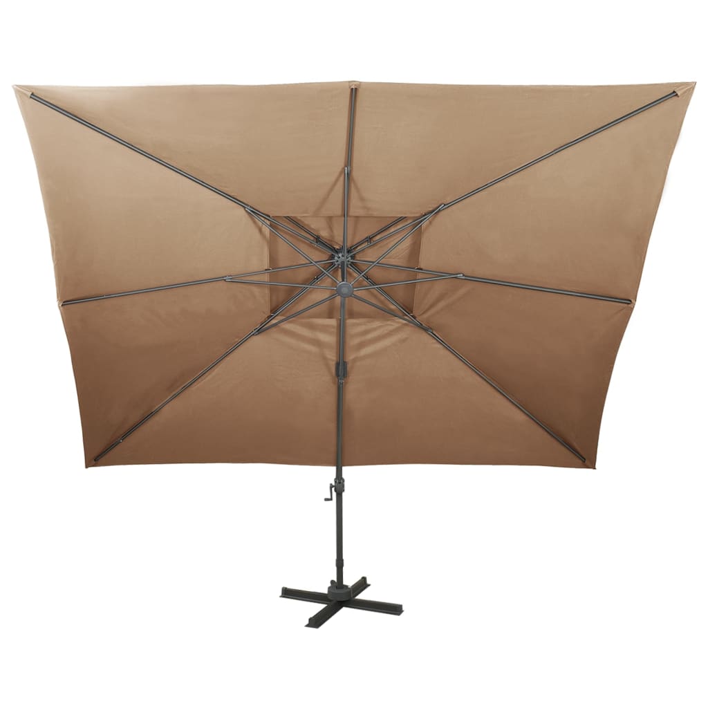 Cantilever Garden Parasol with Double Top Taupe 400x300 cm