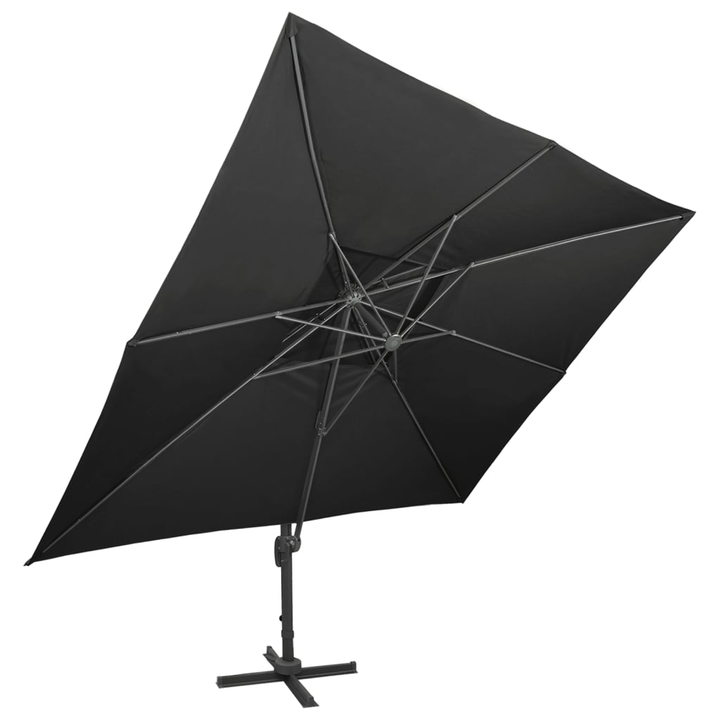 Cantilever Garden Parasol with Double Top Black 400x300 cm