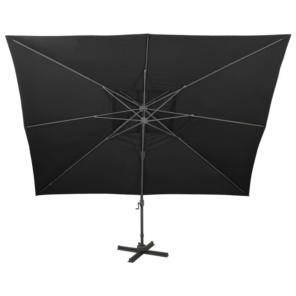 Cantilever Garden Parasol with Double Top Black 400x300 cm