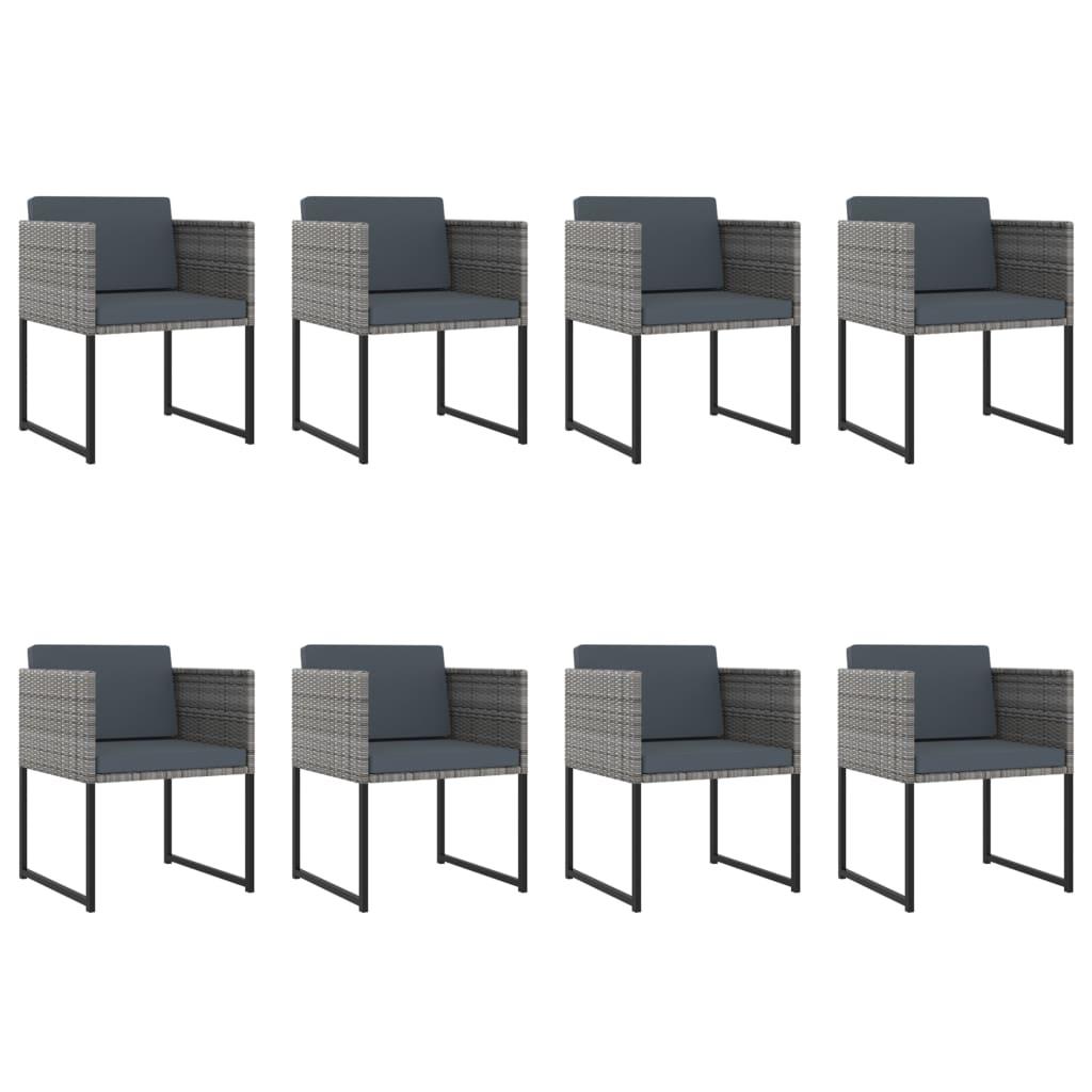 13 Piece Garden Dining Set with Cushions Poly Rattan Grey