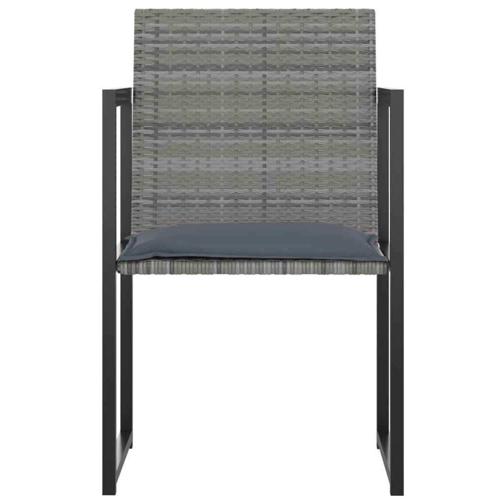7 Piece Outdoor Dining Set with Cushions Poly Rattan Grey