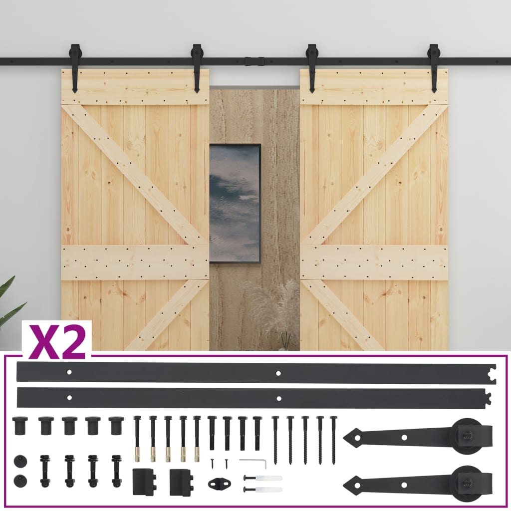 Sliding Door with Hardware Set 80x210 cm Solid Pine Wood