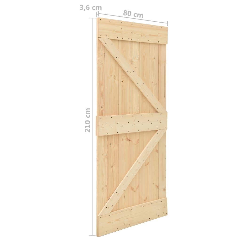 Sliding Door with Hardware Set 80x210 cm Solid Pine Wood