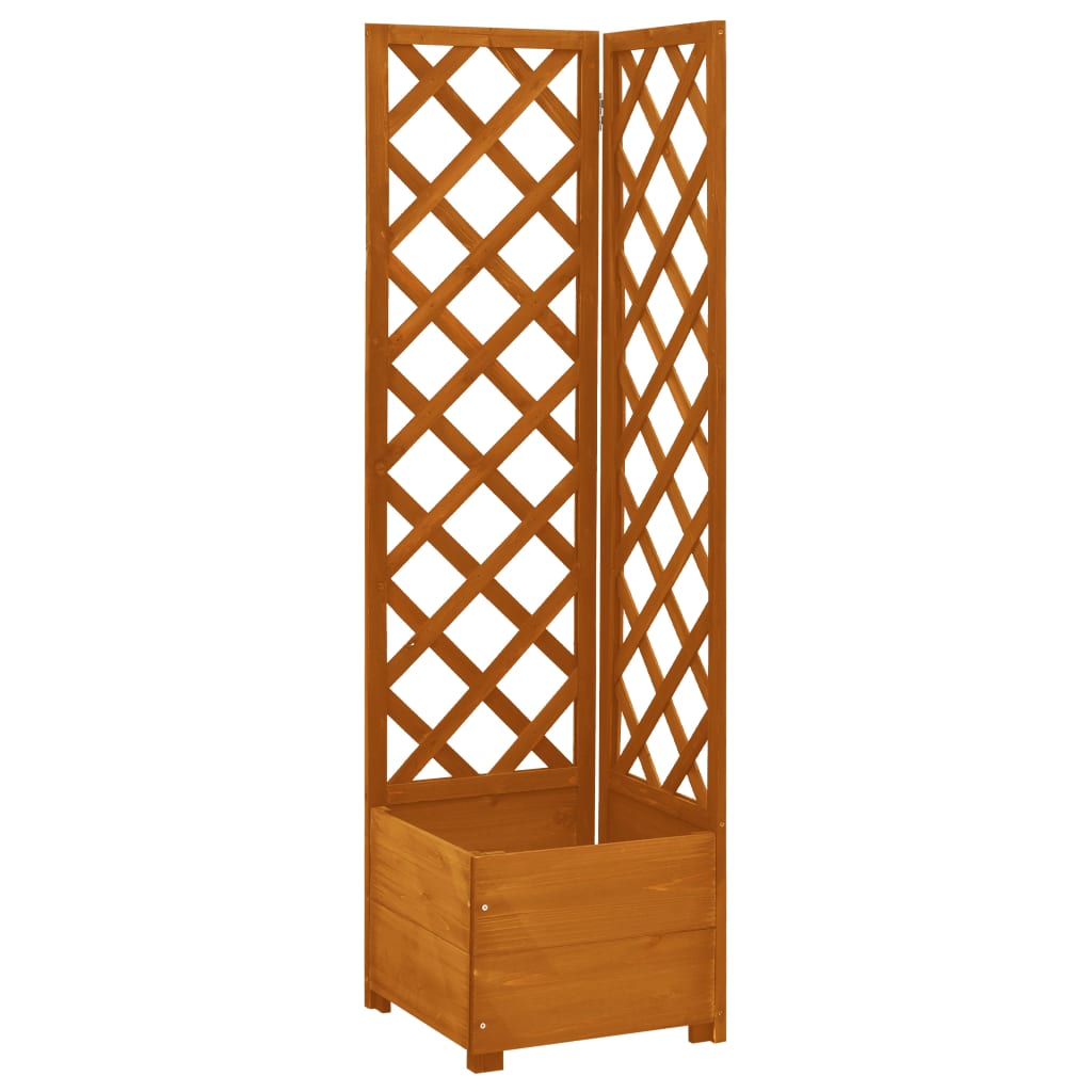 Corner Trellis Planter Orange 40x40x150 cm Solid Firwood