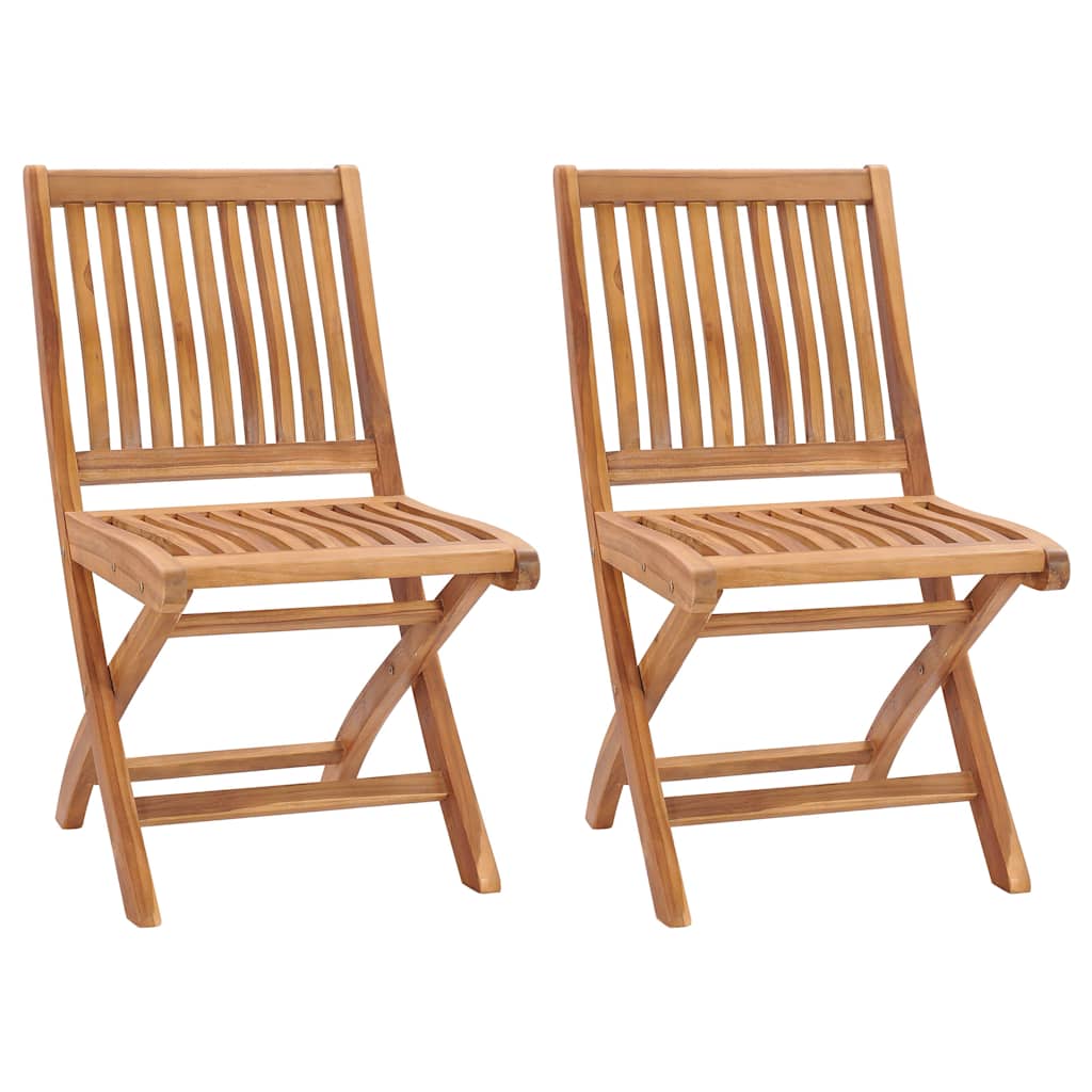 Folding Chairs 2 pcs Solid Teak Wood
