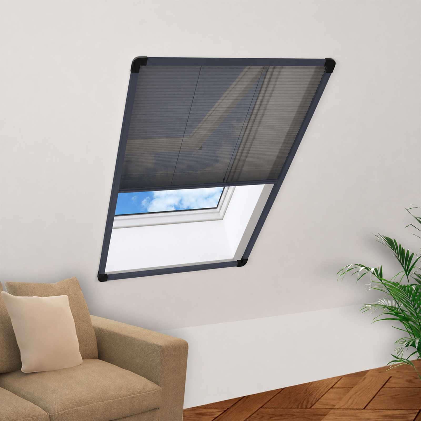 Plisse Insect Screen for Windows Aluminium Anthracite 60x80 cm