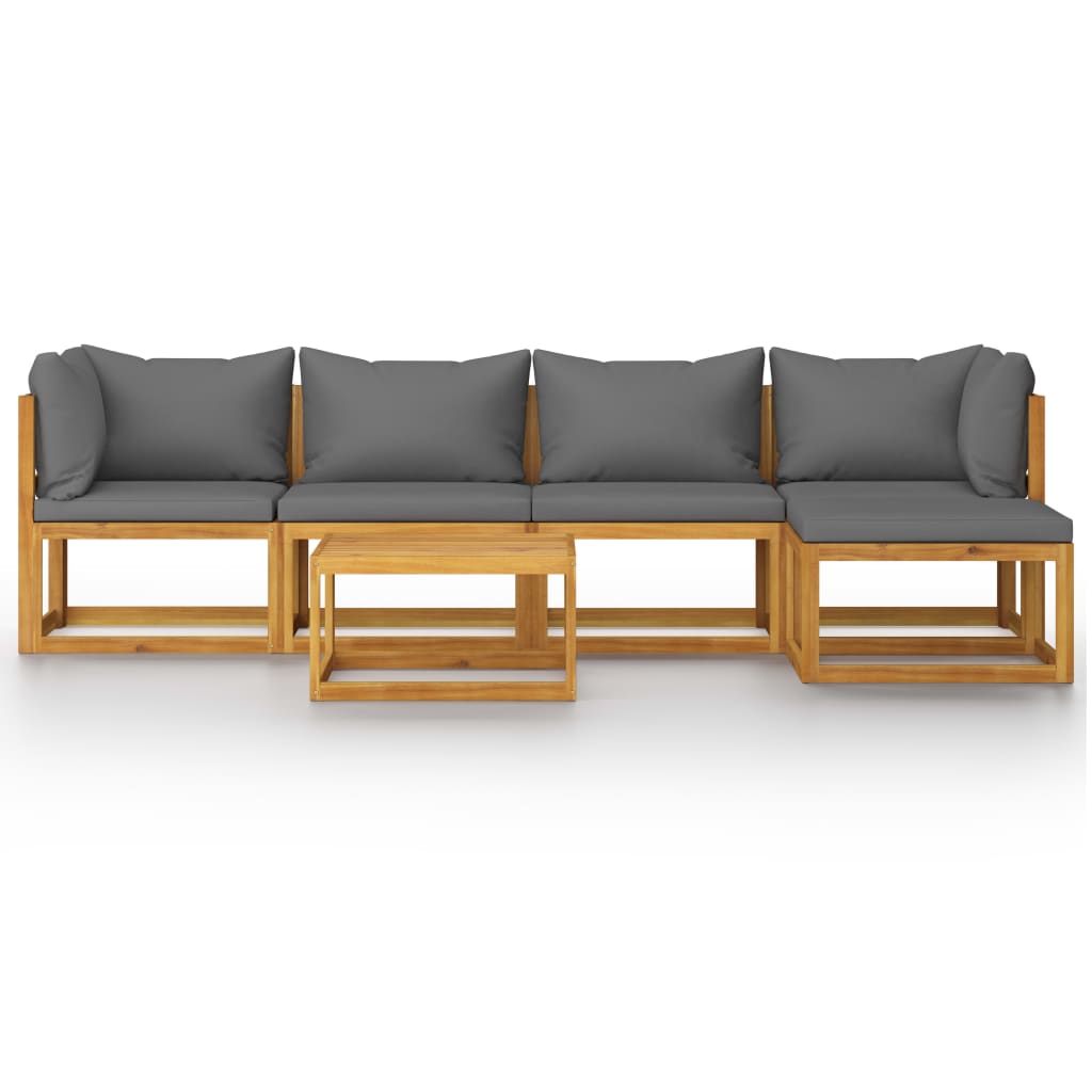 6 Piece Garden Lounge Set with Cushion Solid Acacia Wood