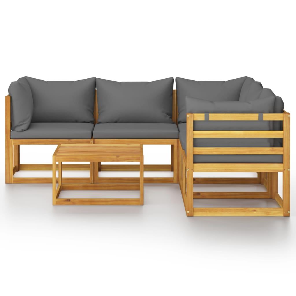 6 Piece Garden Lounge Set with Cushion Solid Acacia Wood
