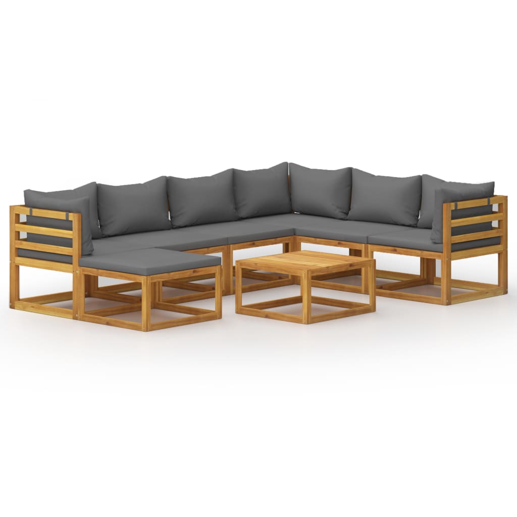 8 Piece Garden Lounge Set with Cushion Solid Acacia Wood