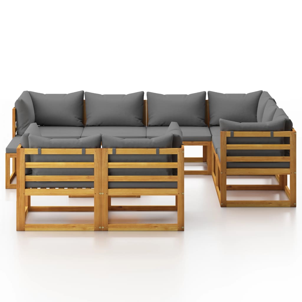 10 Piece Garden Lounge Set with Cushion Solid Acacia Wood