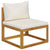 3-Seater Garden Sofa with Cushion Cream Solid Acacia Wood
