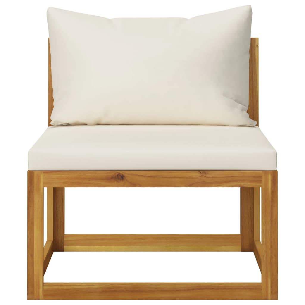 3-Seater Garden Sofa with Cushion Cream Solid Acacia Wood