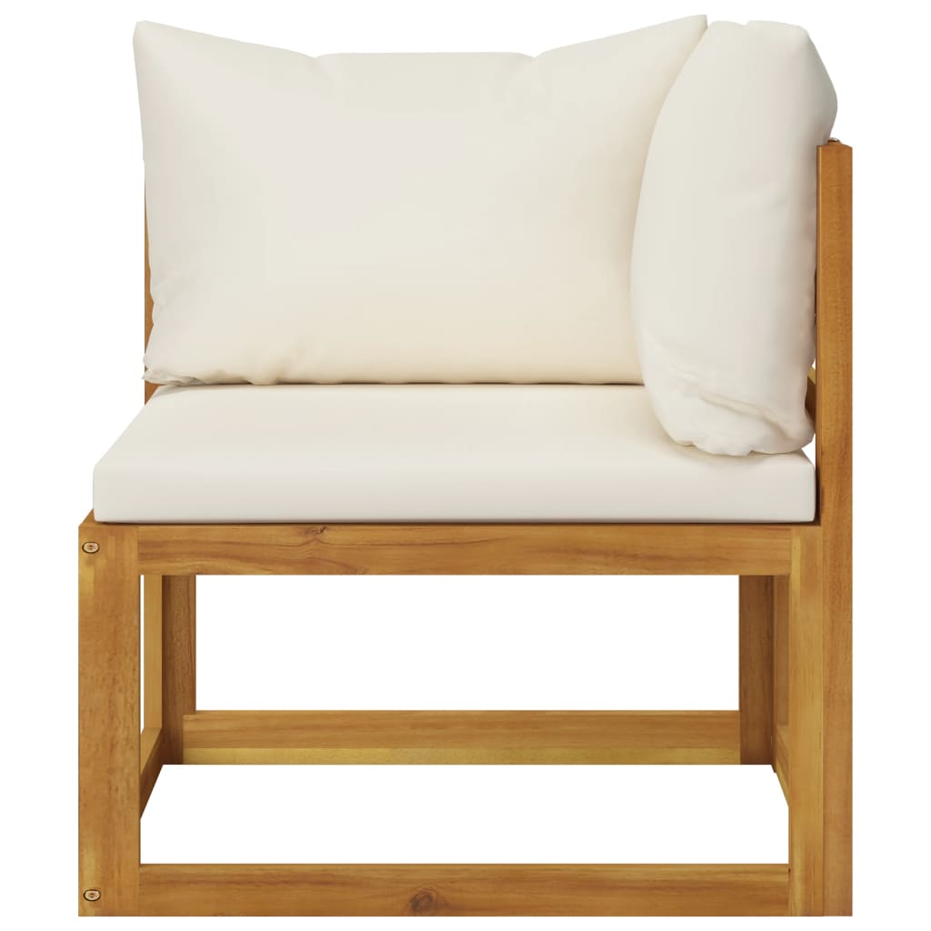 4-Seater Garden Sofa with Cushion Cream Solid Acacia Wood