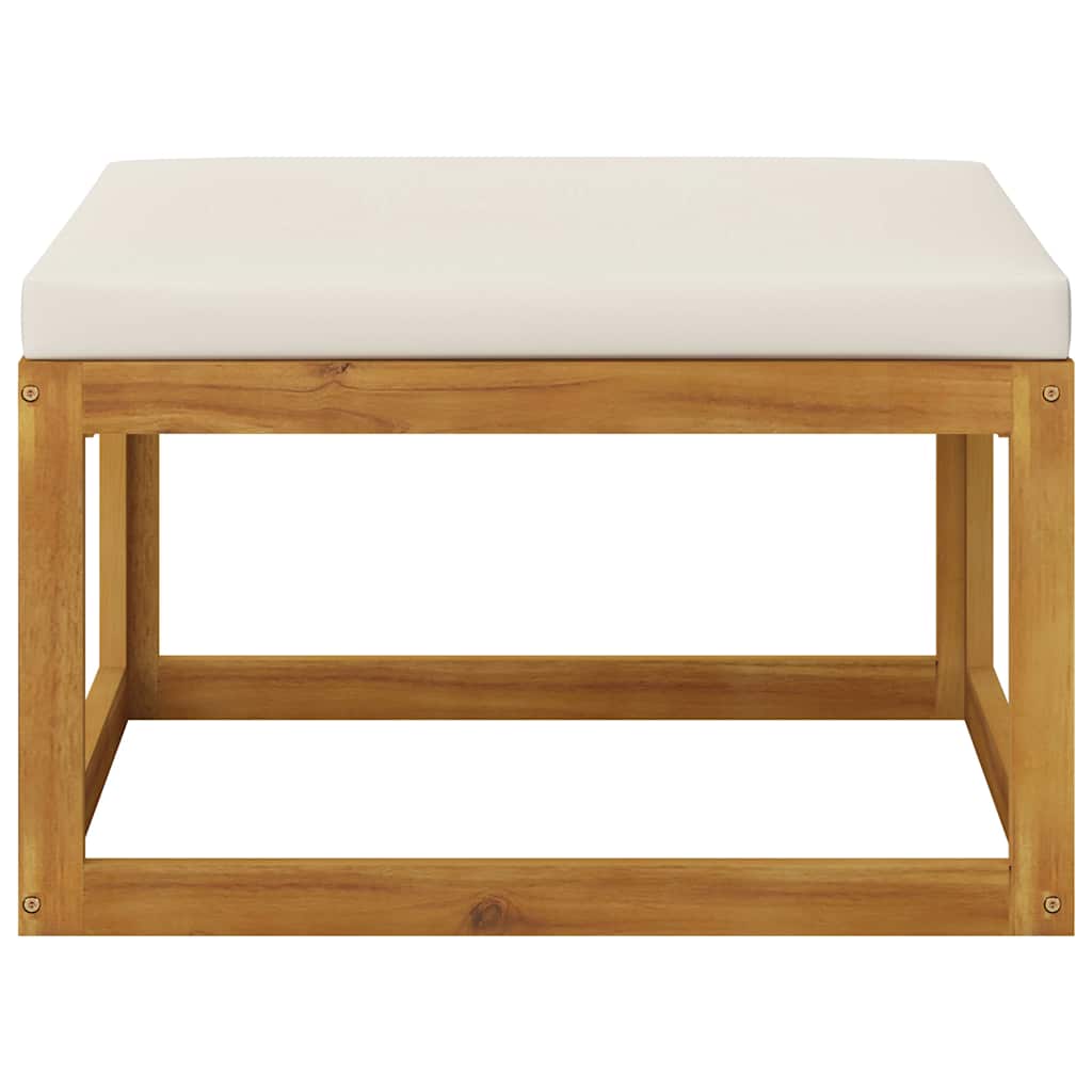 10 Piece Garden Lounge Set with Cushion Cream Solid Acacia Wood