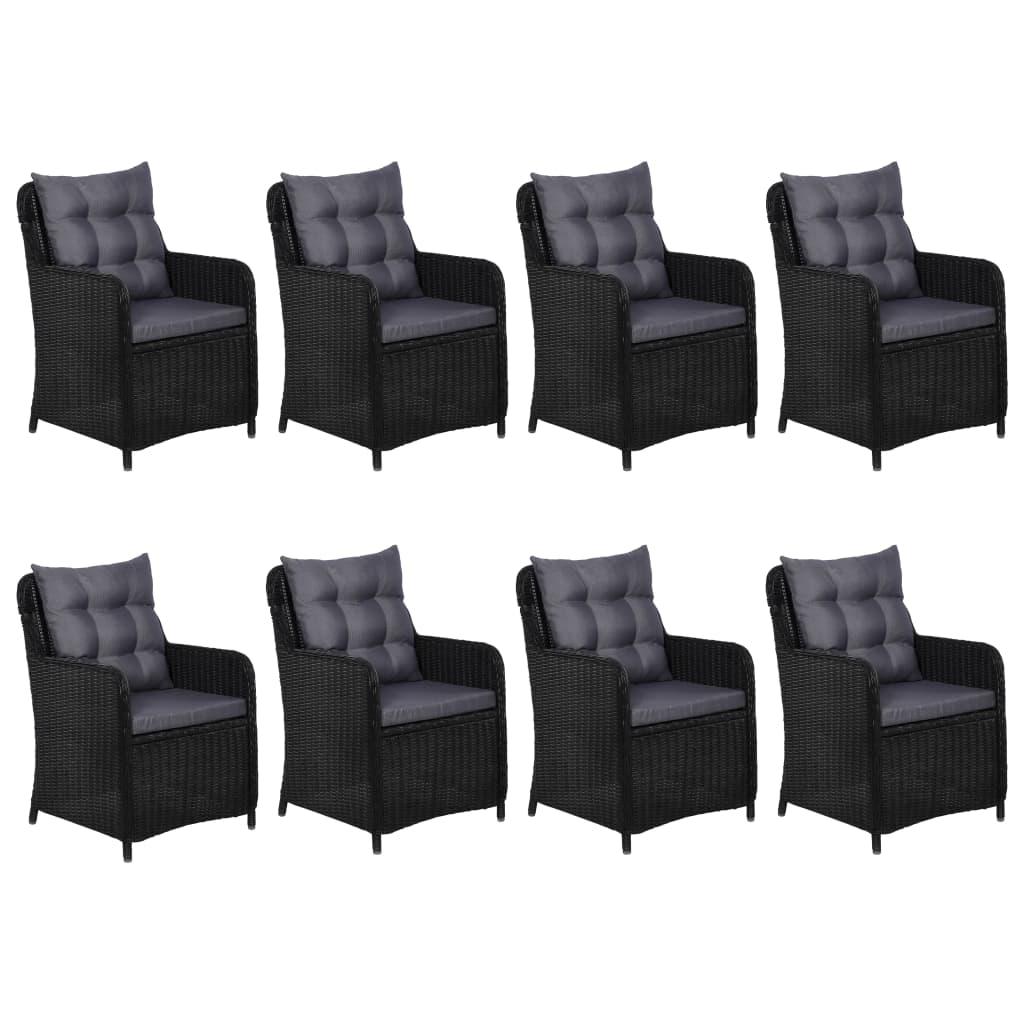 9 Piece Outdoor Dining Set Poly Rattan Black