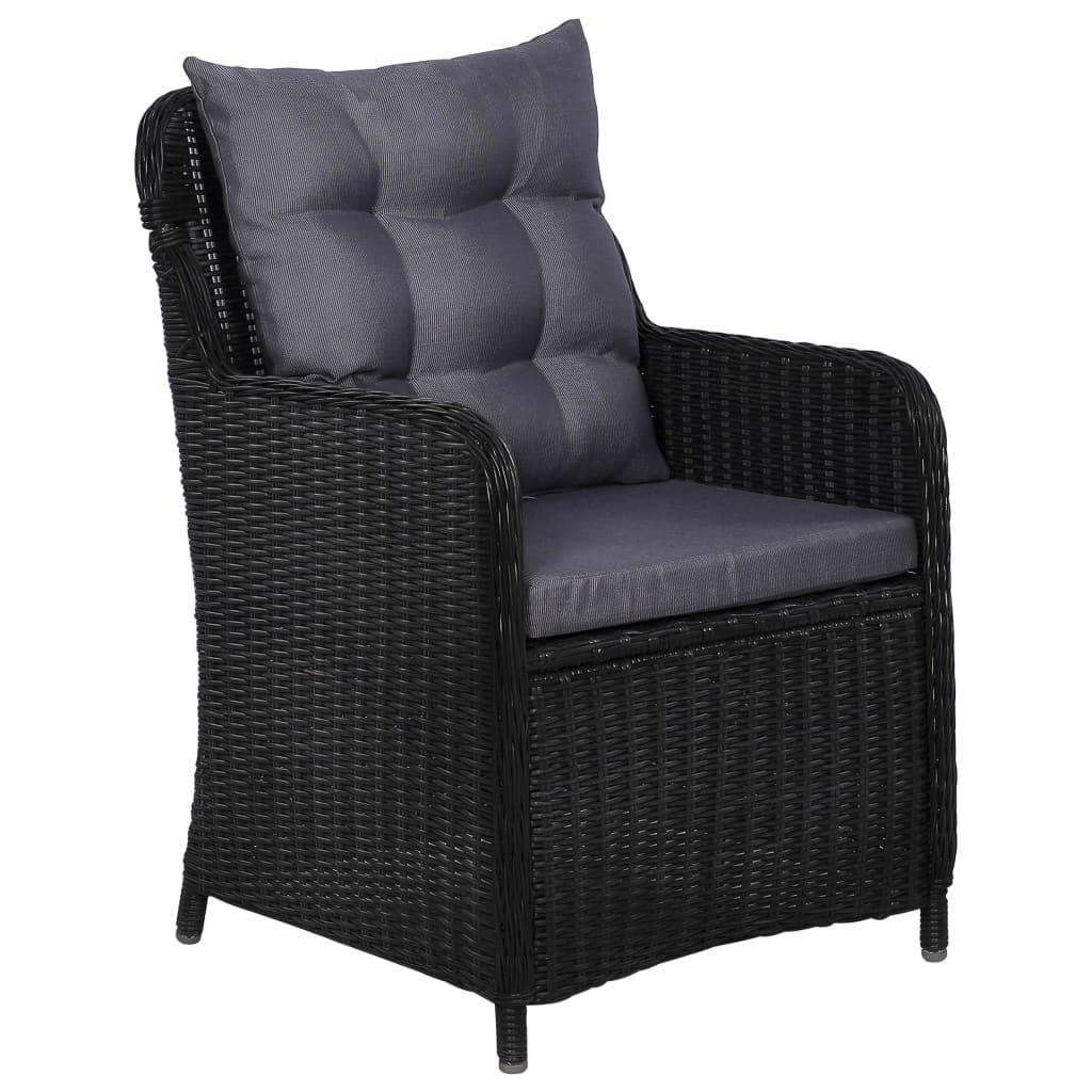 9 Piece Outdoor Dining Set Poly Rattan Black