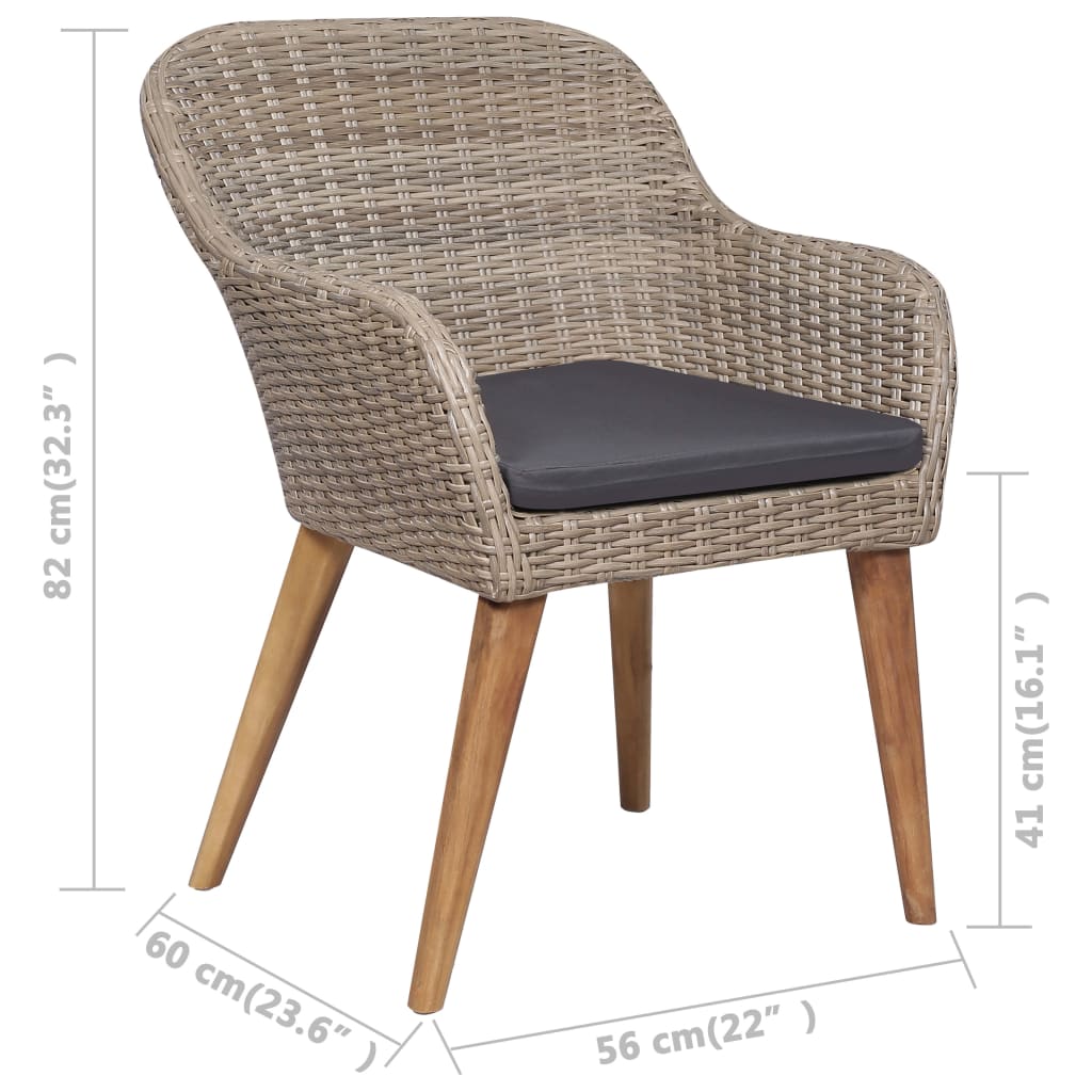 9 Piece Outdoor Dining Set with Cushions Poly Rattan