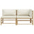 2 Piece Garden Lounge Set with Cream White Cushions Bamboo