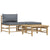 3 Piece Garden Lounge Set with Dark Grey Cushions Bamboo