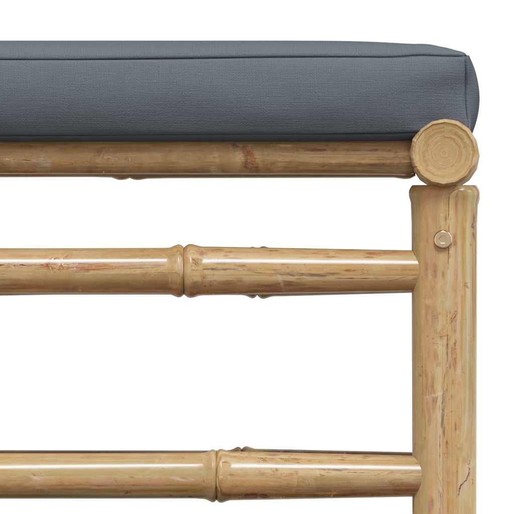 3 Piece Garden Lounge Set with Dark Grey Cushions Bamboo
